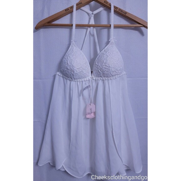 NWT Linea Donatella Sexy Sheer Off White Teddy Women's size SMALL - Picture 1 of 8